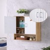 GlasFlength Bathroom Storage Cabinets Modern Wall Cabinet with Wavy Doors and Adjustable Shelf for Bathroom, Beige, 23.6"*7.9"*27.6" - 4 of 4