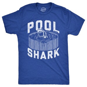 Mens Pool Shark T Shirt Funny Swimming Pools Great White Sharks Joke Tee For Guys - Crazy Dog Men's T Shirt - 1 of 4