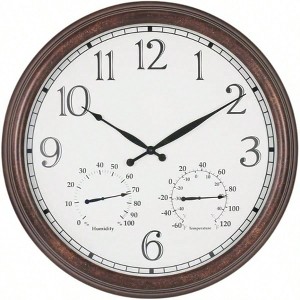 23" 3-in-1 Weather Resistant Wall Clock (MT-33). Shows Time, Temp & Humidity for Indoor, Outdoor, Garden, Lanai - 1 of 4
