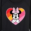 Women's - Disney - Minnie Mouse Rainbow Heart Lightweight French Terry Wide Neck Long Sleeve Shirt - 2 of 4