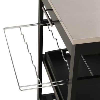 Stainless Steel Industrial Kitchen Cart with Wine Rack and Storage