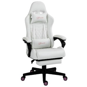 NicBex 360°Swivel Gaming Chair Office Chairs with Reclining Back,Adjustable Seat Height&Footrest,17-21° Ergonomics Video Game Chairs Office,White - 1 of 4