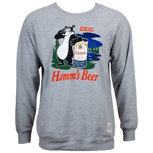 Mens Hamm’s Beer Retro Bear Logo Heather Grey Sweatshirt - 1 of 2