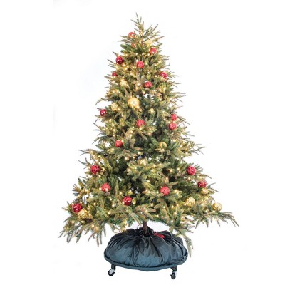 TreeKeeper Decorated Upright Christmas Tree Storage Bag with Rolling Tree Stand