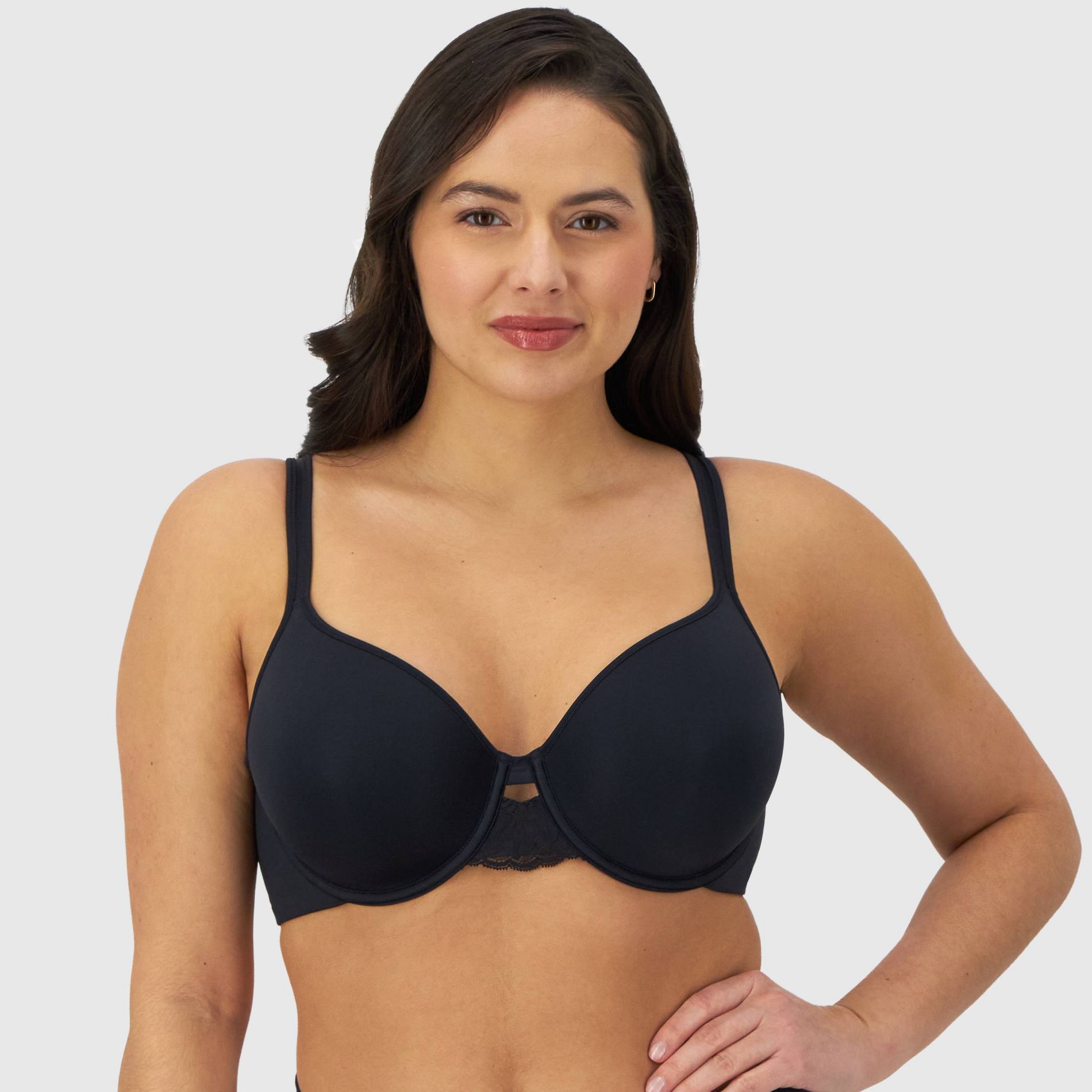 Bali Women's Full Coverage Underwire T-Shirt Bra - Black 36DD: Lightly Lined, Adjustable No-Slip Straps, Hand Wash, Nylon-Spandex Blend
