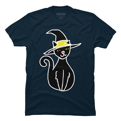 Men's Design By Humans Halloween Witchy Cat By BubbSnugg T-Shirt