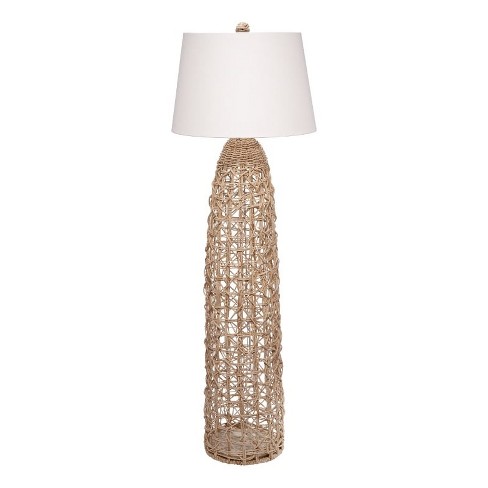 Jamie Young Co Kauai 2-Light Coastal Rattan & Linen Floor Lamp in Natural/White - image 1 of 4