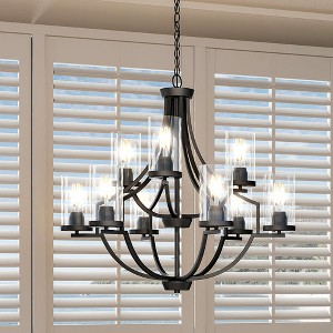 Urban Ambiance Luxury Contemporary Chandelier 29''H x 32''W,  Midnight Black Finish,  Mesa Collection, UHP4371 - 1 of 4