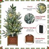 Clearance! 2 FT Prelit Tabletop Snow Flocked Christmas Tree, 30 LED Lights, Realistic PE, Rustic Wood Pot, Mini Decor - 2 of 4