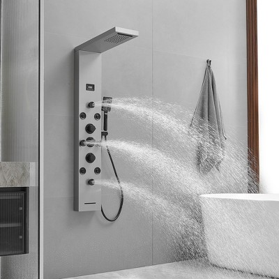 Black Nickel 8-Jet Rainfall Shower Panel System with Handheld Wand