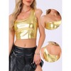 INSPIRE CHIC Women's Metallic Cropped One-Shoulder Party Cropped Holographic Tank Tops - 2 of 4