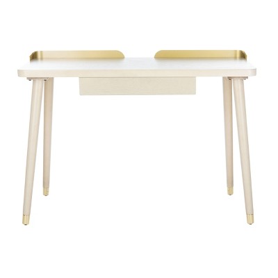 Parker 1 Drawer Desk White Washed/Gold - Safavieh