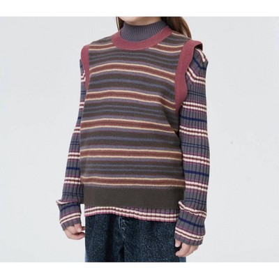 Girl Kids Striped Knitted Vest - JNBY