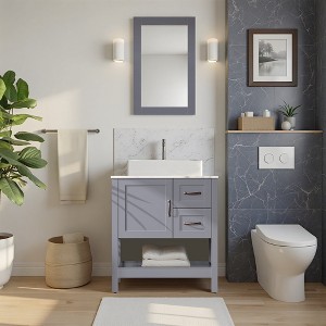 Wooakway 30" Gray Bathroom Vanity Top with Mirror - 1 of 4