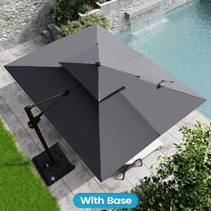 Crestlive Products 9'X11' Double Top Cantilever Umbrella Outdoor 360° Rotation 6 Heights Adjustable Offset Umbrella with Metal Pole and Base - 1 of 4