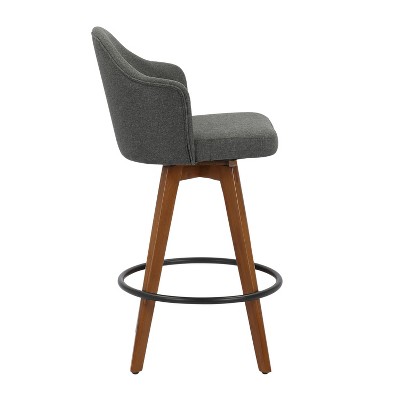 37" Gray Walnut Wood Swivel Counter Stool