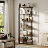 Industrial 6-Tier Oval Bookshelf, Rustic Brown Wooden & Metal Frame Tall Bookcase, Open Display Shelf Racks, Standing Bookcase - 2 of 4
