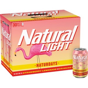 Natural Light Naturdays Strawberry Lemonade Beer - 30pk/12 fl oz Cans - 1 of 4