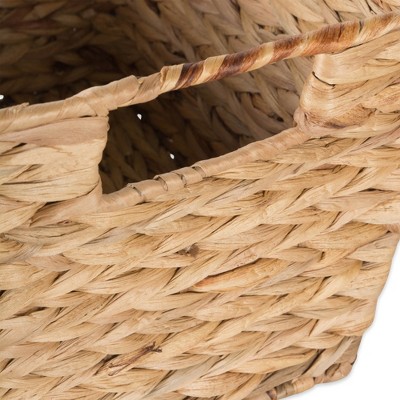 Natural Water Hyacinth Rectangular Storage Baskets with Wood Handles, Set of 2