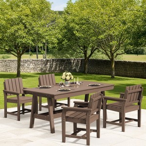 Hyleory HDPE Outdoor Dining Set, 5-Piece Patio Table and Chairs Set, All-Weather Dining Furniture for Backyard, Deck, or Garden - 1 of 4