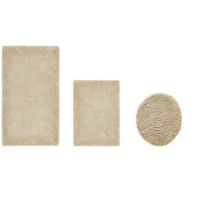 Edge Bath Rug 100% Premium Cotton Ultra-Soft Water Absorbent Tufted Solid Reversible 3 Piece Bathroom Rug Set for Machine Washable Bathmat