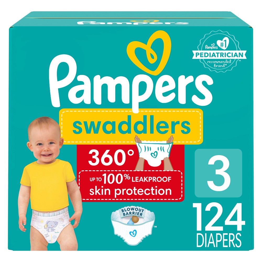 Photos - Baby Hygiene Pampers Swaddler 360 Enormous Disposable Baby Diapers - Size 3 - 124ct 