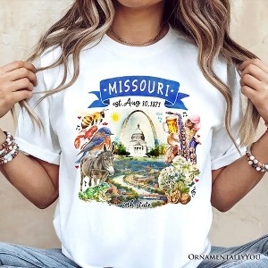 Artistic Missouri State Themes and Landmarks T-Shirt, Tee for History and Travel Lovers| OrnamentallyYou - 1 of 4