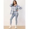 Allegra K Women's Plaid Flap Collar Button Front Pockets Shirt Jackets - 2 of 4
