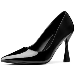 BLISSFUL STEP Women's Pointed Toe Stiletto Heel Faux Leather Pumps - 1 of 4