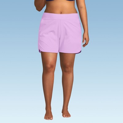 Lands' End Women's 5" Quick Dry Elastic Waist Board Shorts Swim Cover-up Shorts with Panty