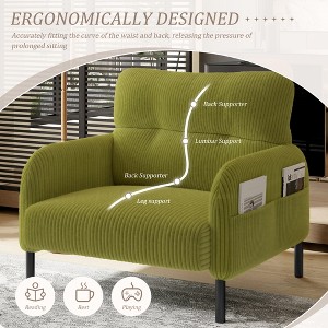 MOONMISS corduroy fabric, comfortable monochrome single person wide seat chair, suitable for living rooms and bedrooms - 1 of 4