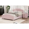Okak Platform Bed Frame Velvet Upholstered Modern Bed with Vertical Channel Tufted Headboard Noise-Free No Springs Required - 3 of 4