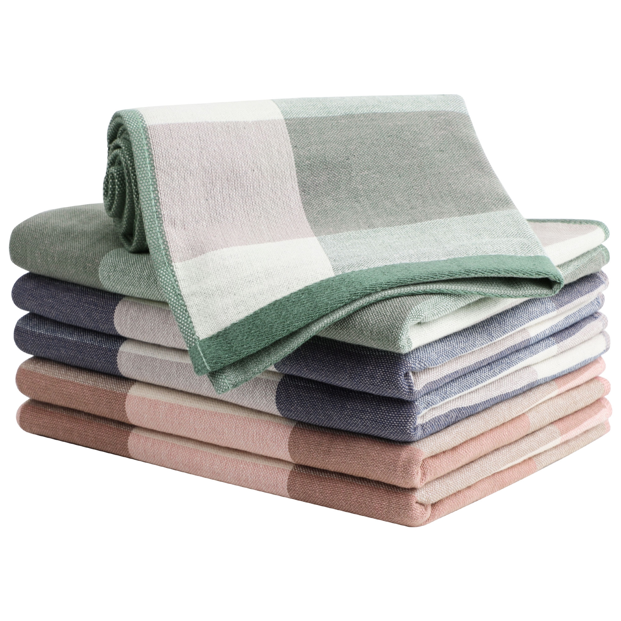 PiccoCasa 6pcs 100% Cotton Kitchen Towel Absorbent Dish Towels for Cleaning Mixed Color 13" x 29"
