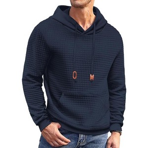 COOFANDY Mens Hoodies Sweatshirts Long Sleeve Fashion Waffle Knit Pullover Hoodie with Pocket - 1 of 4