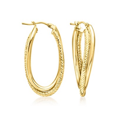 Ross-Simons Italian 10kt Yellow Gold Double-Oval Twisted Hoop Earrings