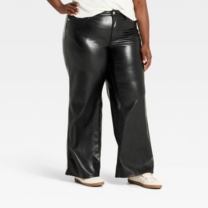 Women's Everyday High-Rise Wide Leg Faux Leather Pants - Universal Thread™ - 1 of 3