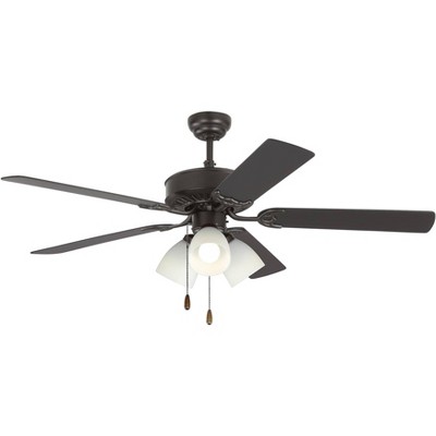 52" Monte Carlo Haven LED 3 Bronze 3-Light Pull Chain Ceiling Fan