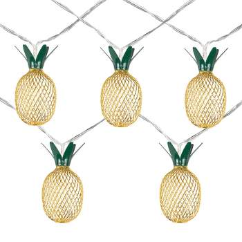 Northlight 10-Count LED Warm White Gold Pineapple String Lights - 3' Clear Wire