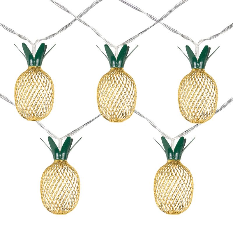 Northlight 10-Count LED Warm White Gold Pineapple String Lights - 3' Clear Wire, 1 of 4