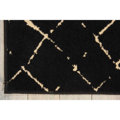 Modern Moroccan Black Synthetic 5'3" x 7'3" Rectangular Area Rug