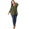 Agnes Orinda Women's Plus Size Plain Cut-Out Gathered Patchwork Long Sleeve T-Shirt - 3 of 4