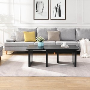 GDFStudio Galen Modern Rectangular Detachable Coffee Table with 2 Wooden L-Shape Pieces - 1 of 4