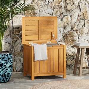 Christopher Knight Home Marion Outdoor Rustic 30 Gallons Acacia Wood Slat Design Portside Deck Box - 1 of 4