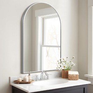 SpassWay Arch Metal Bathroom/Vanity Mirror Decorative Wall Mirror for Living Room Bathroom Bedroom Entryway Black/Gold/Silver - 1 of 4