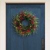 Puleo 24" Pre-Lit Adorned Wreath Battery-Operated Warm White LED Lights - 2 of 4