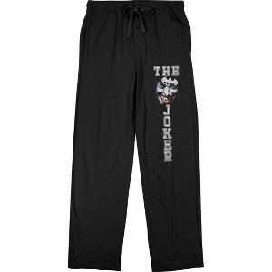 Batman Joker Face And Batman Logo Men's Black Sleep Pajama Pants - 1 of 2