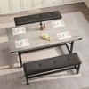 Dining Table Set for 4-6, 63" Large Extendable Dining Room Table Set for 6, Wood Rectangle Kitchen Table with 2 Soft Benches - 2 of 4