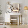 Makeup Vanity Desk with Mirror and Lights, Makeup Vanity Table with Drawers, Open Shelves, Cabinets, Dressing Table with Cushioned Stool for Bedroom - 3 of 4