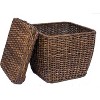 BIRDROCK HOME Rattan Peel Storage Cube with Removable Lid, 16.5" Square, Woven Organizer for Shoes, Books, Home Decor, and Office - Natural Brown - 2 of 4