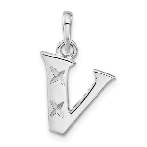 Black Bow Jewelry Sterling Silver, Sabrina Collection, D/C Block Initial  V Pendant - 1 of 4